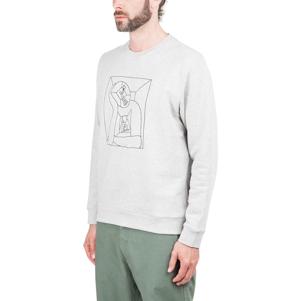 Norse Projects x Geoff McFetridge Vagn Boredom Logo Crewneck (Hellgrau) - Allike Store