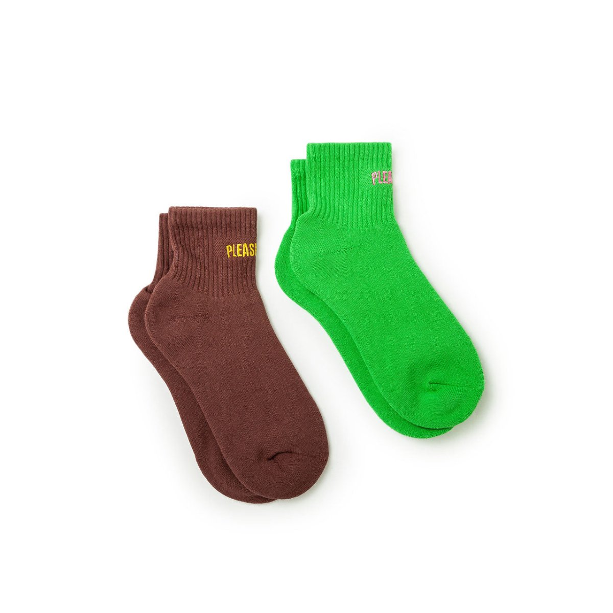 Pleasures 2 Pack Logo Socks (Grün / Braun)  - Allike Store