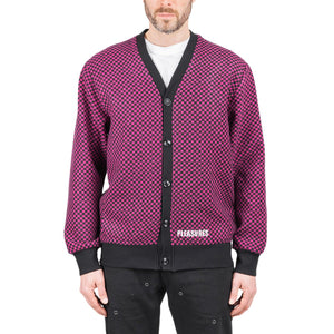 Pleasures Alliance Checkered Cardigan (Lila / Schwarz) - Allike Store