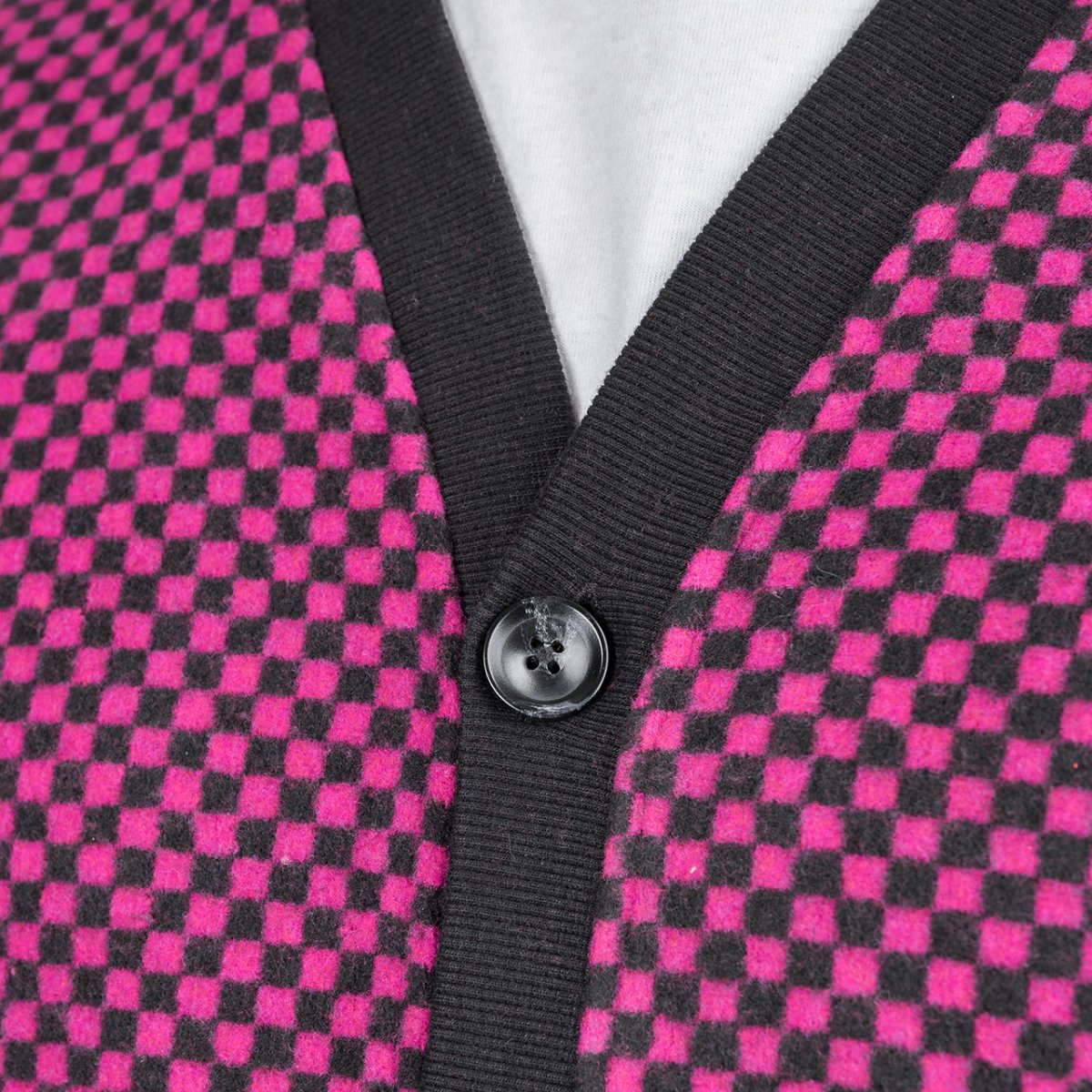 Pleasures Alliance Checkered Cardigan (Lila / Schwarz) - Allike Store