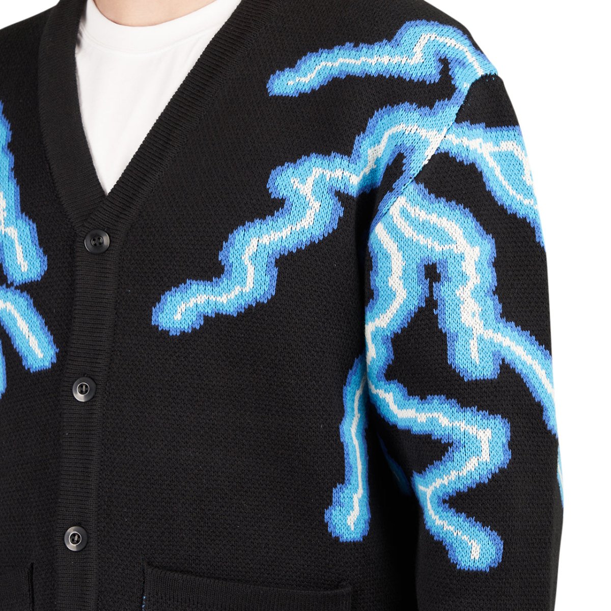 Pleasures Volt Jacquard Cardigan (Schwarz / Blau) - Allike Store