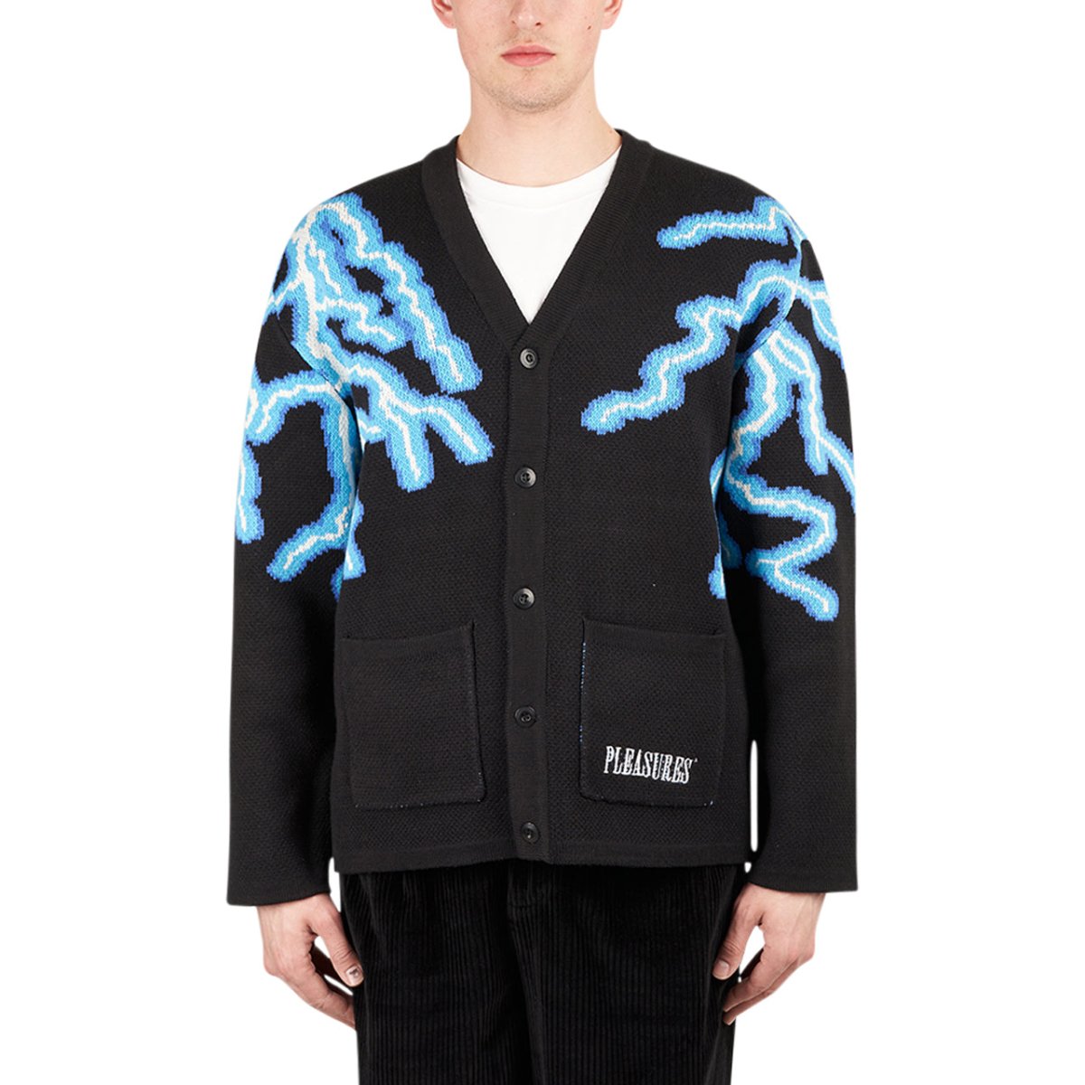 Pleasures Volt Jacquard Cardigan (Schwarz / Blau) - Allike Store