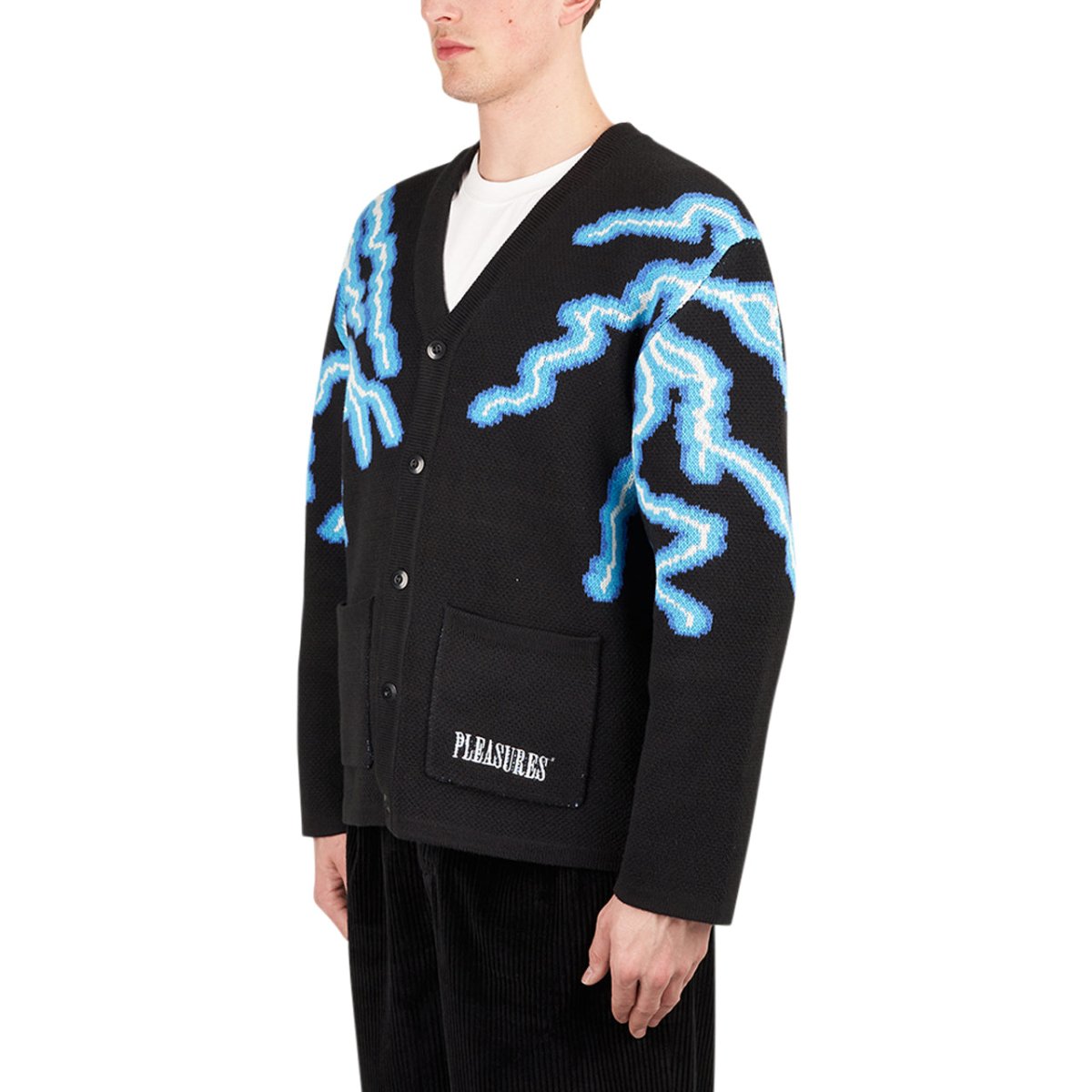 Pleasures Volt Jacquard Cardigan (Schwarz / Blau) - Allike Store