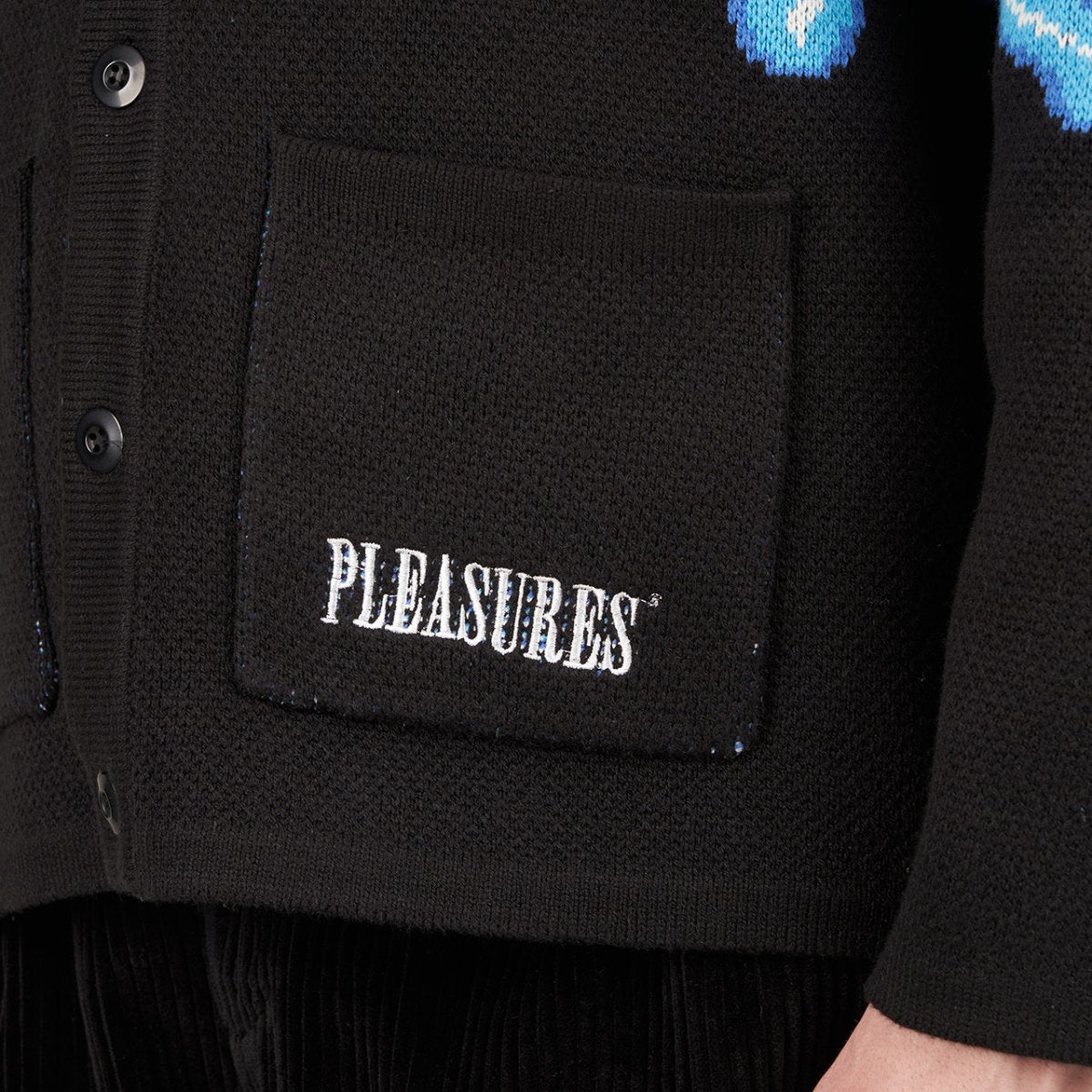 Pleasures Volt Jacquard Cardigan (Schwarz / Blau) - Allike Store