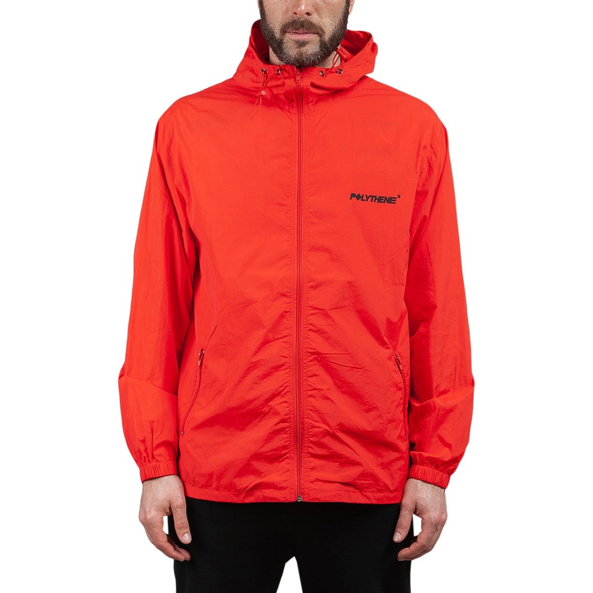 Polythene* Nylon Zipped Windbreaker (Black / Red) PO-HZJ-01