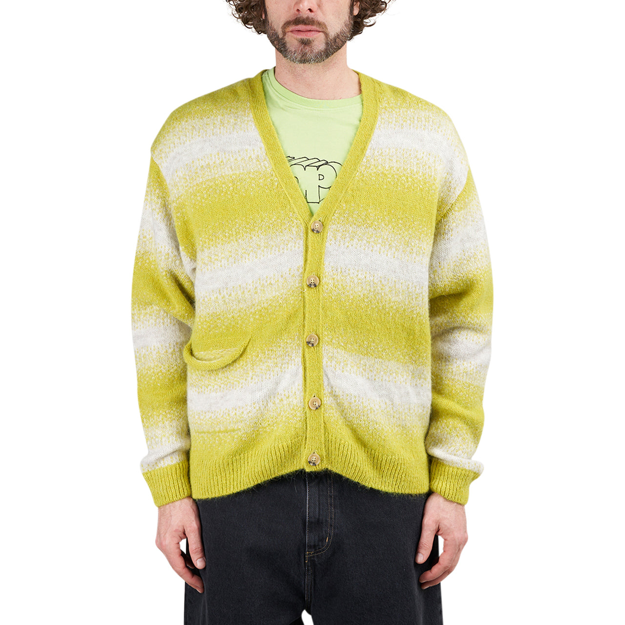 Pop Trading Company Knitted Cardigan (Green / Beige) POPSS23_06