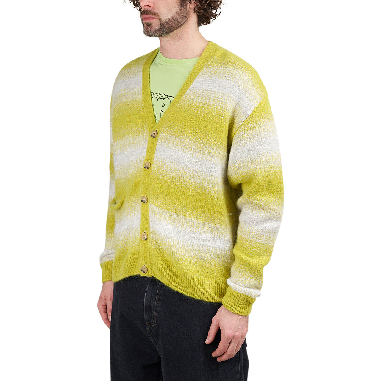 Pop Trading Company Knitted Cardigan (Grün / Beige) - Allike Store