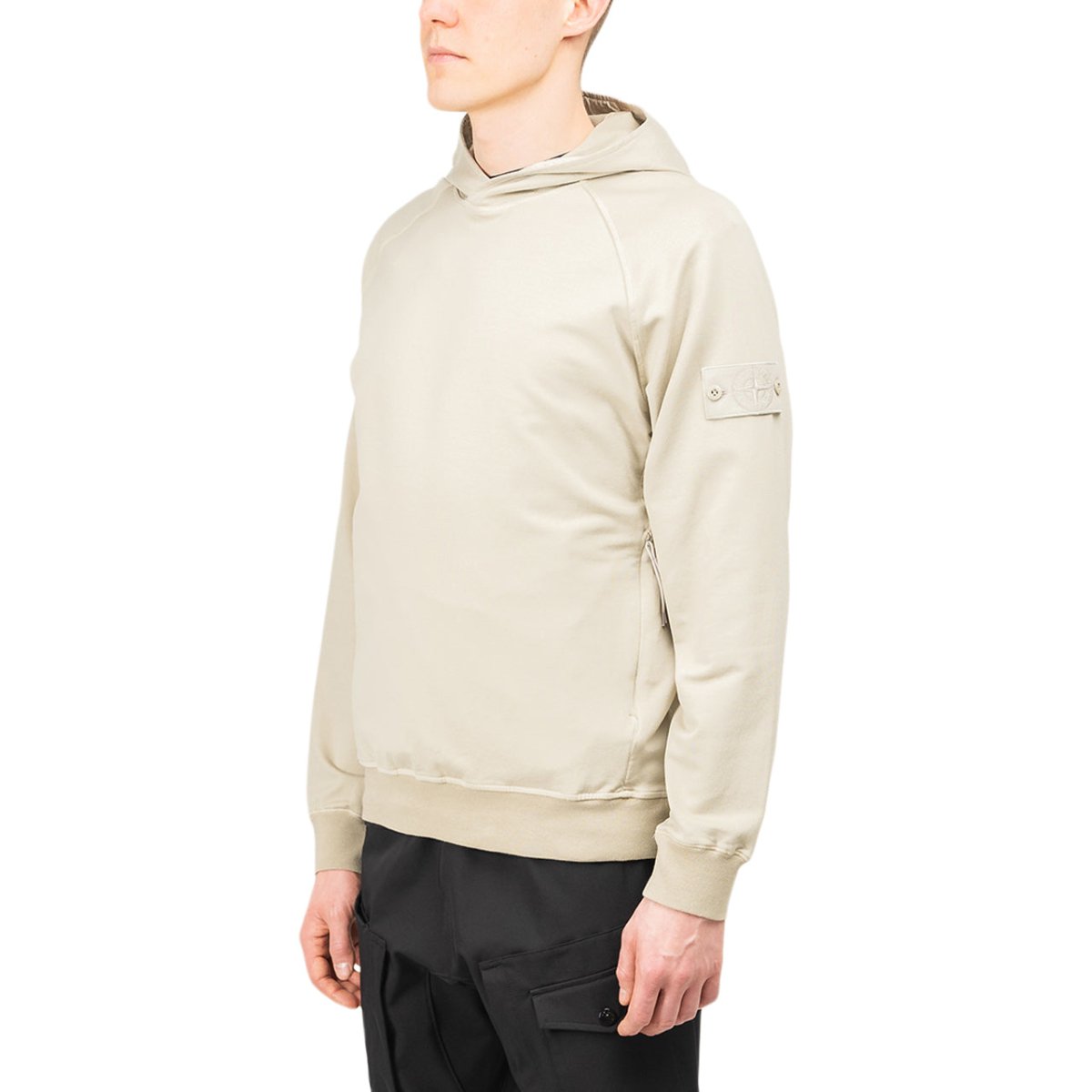 Stone Island Ghost Piece Cotton Stretch Fleece Hoodie (Beige) - Allike Store