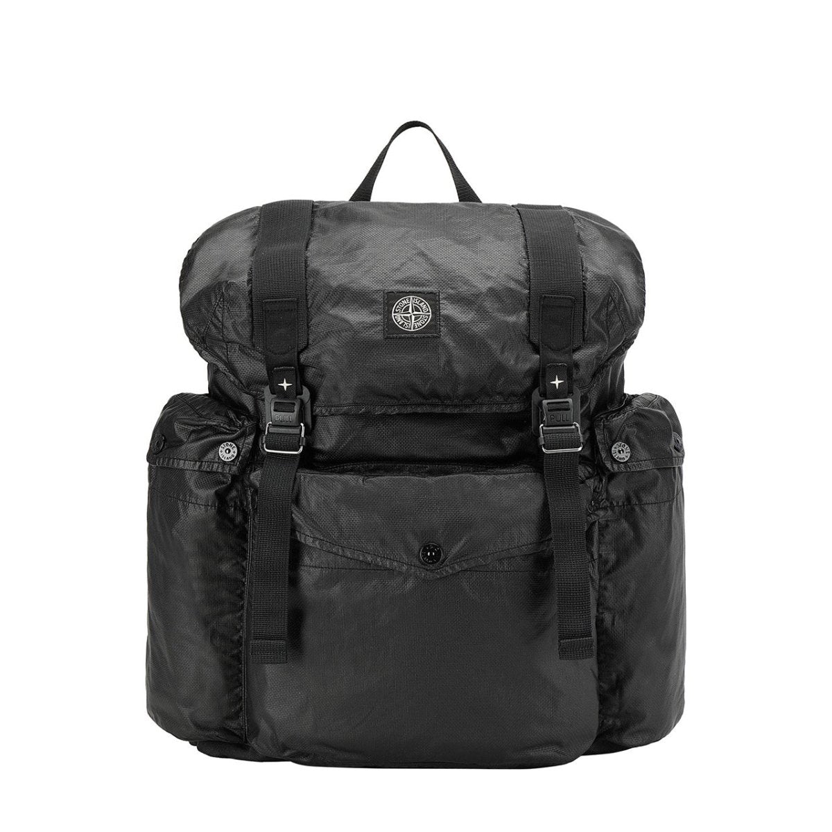 Stone Island Mussola Gommate Canvas Print Backpack (Schwarz) - Allike Store