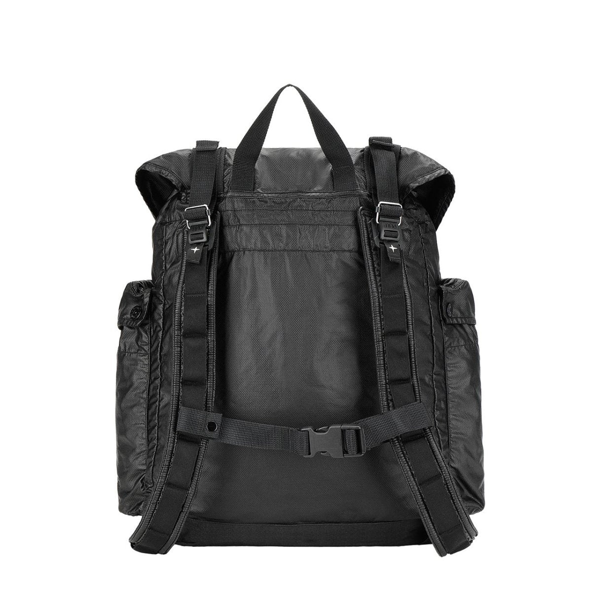 Stone Island Mussola Gommate Canvas Print Backpack (Schwarz) - Allike Store