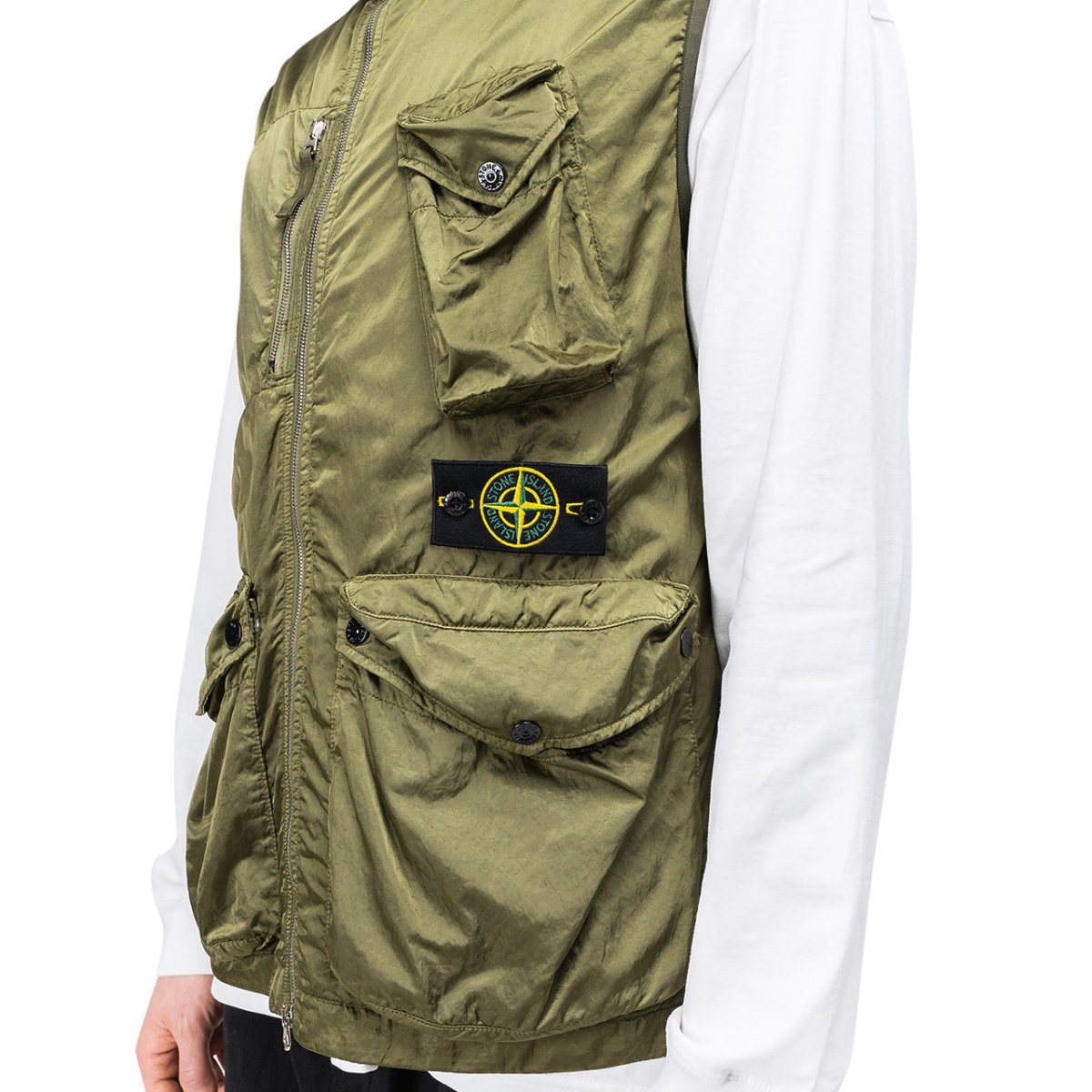 Stone Island Nylon Raso-TC Vest (Olive) - Allike Store
