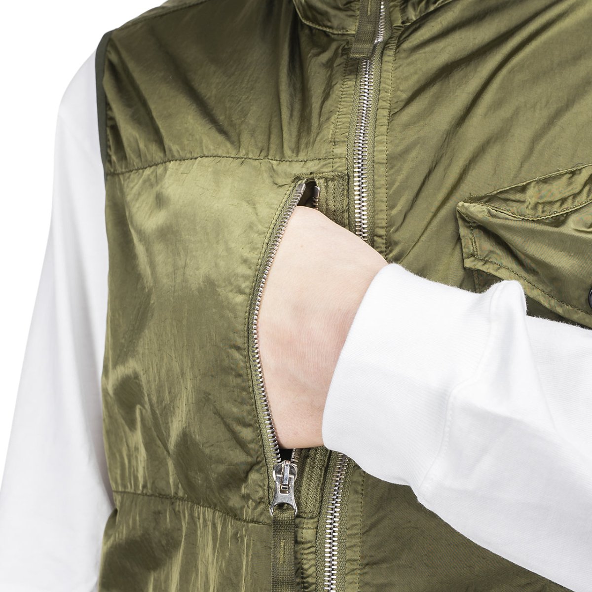 Stone Island Nylon Raso-TC Vest (Olive) - Allike Store