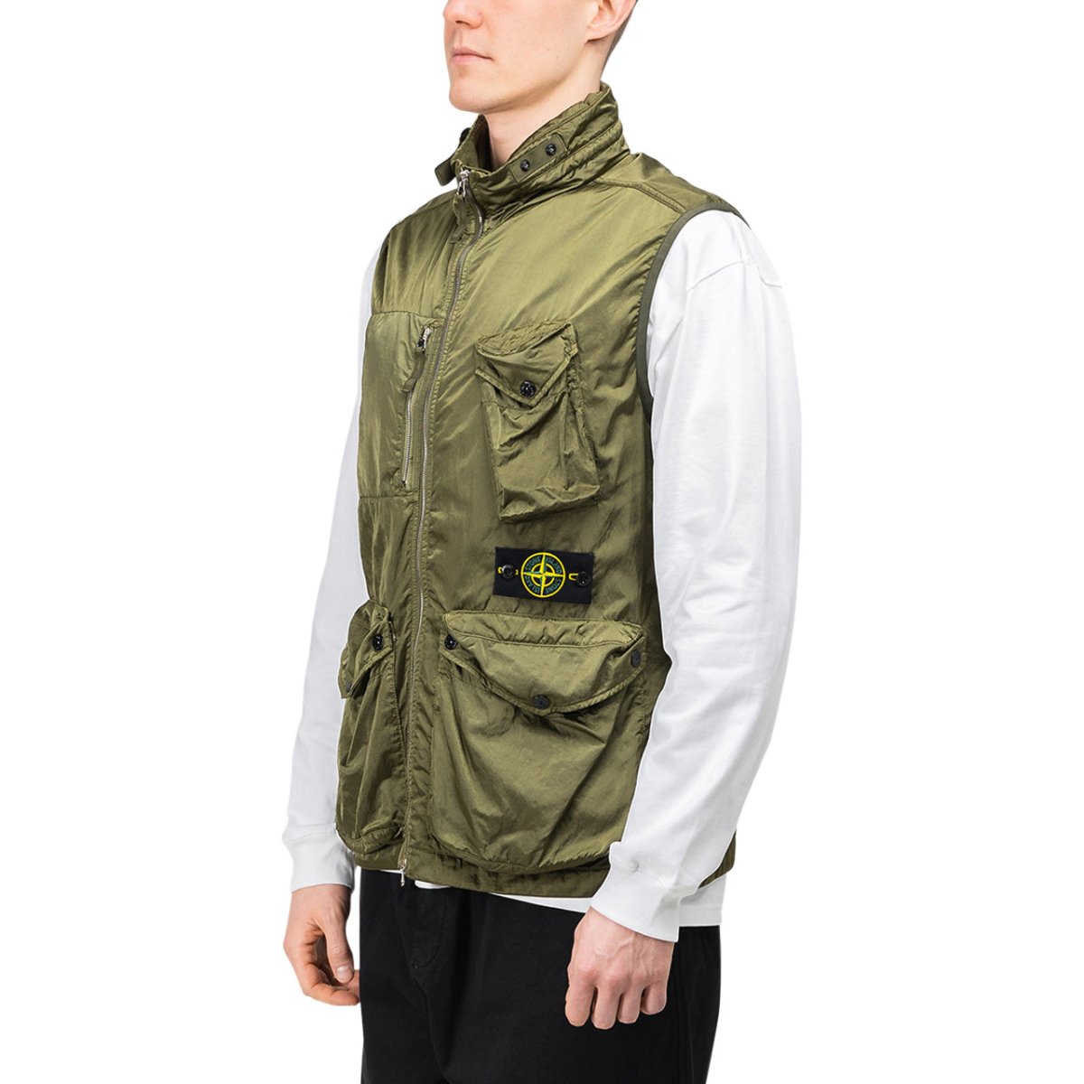 Stone Island Nylon Raso-TC Vest (Olive) - Allike Store