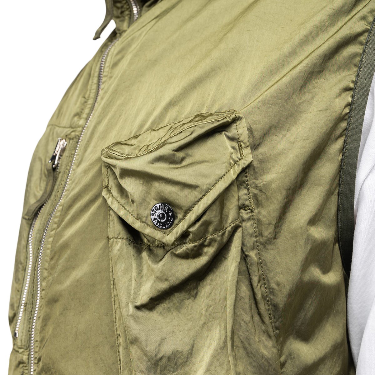 Stone Island Nylon Raso-TC Vest (Olive) - Allike Store