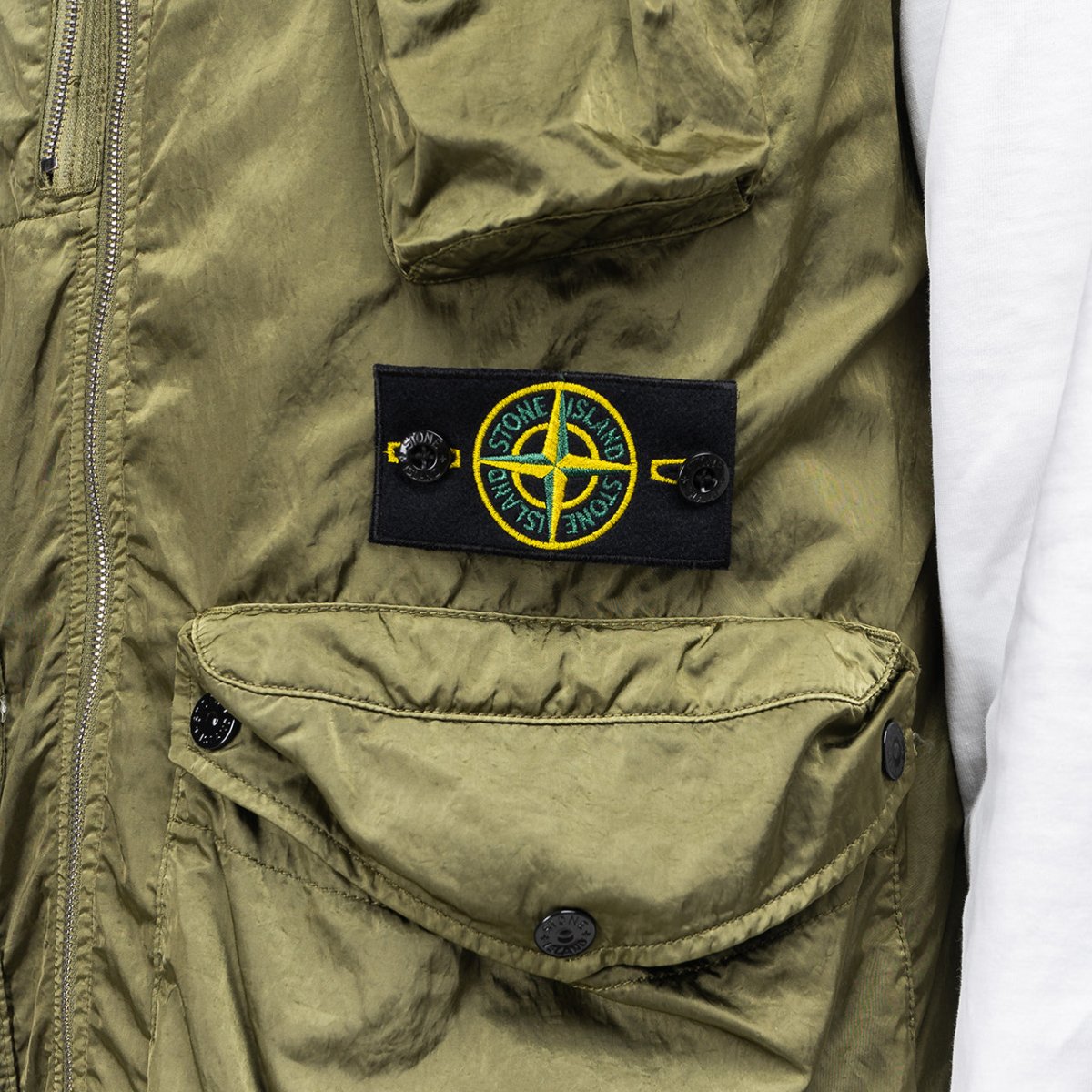 Stone Island Nylon Raso-TC Vest (Olive)  - Allike Store