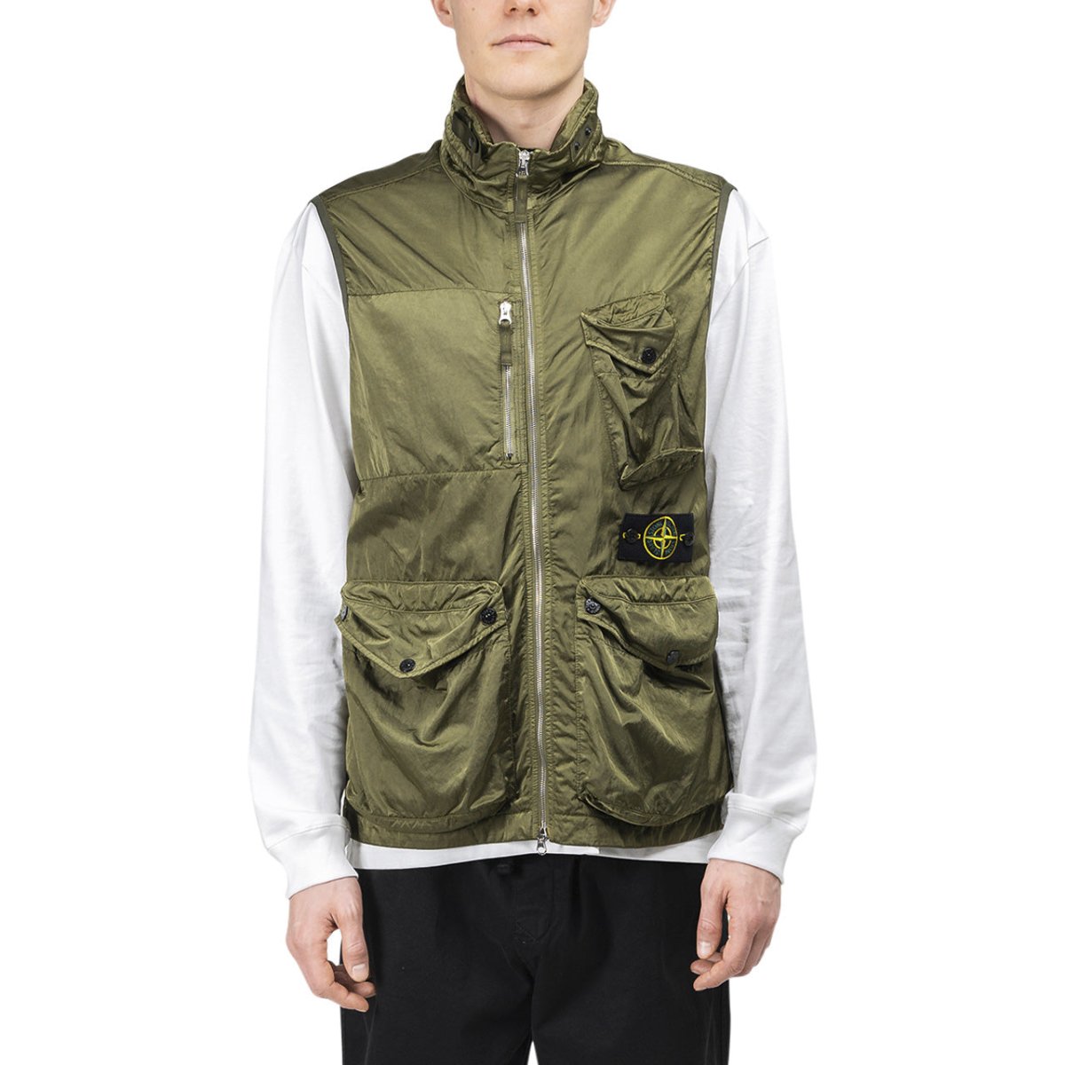 Stone Island Nylon Raso-TC Vest (Olive) - Allike Store