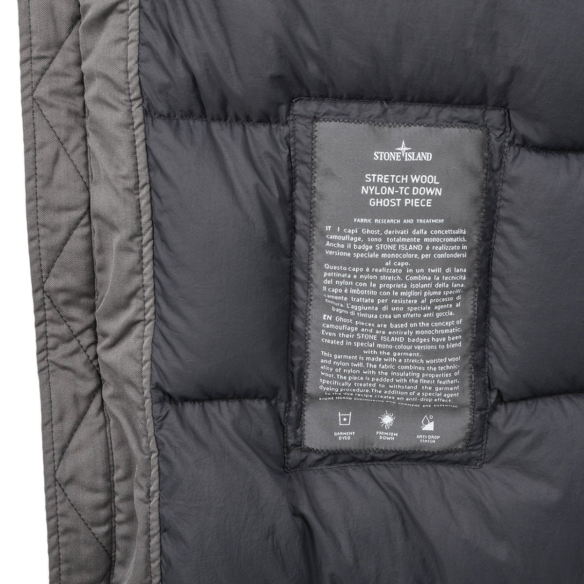 Stone Island Strech Wool Nylon-TC Down Jacket 'Ghost Piece' (Grau) - Allike Store
