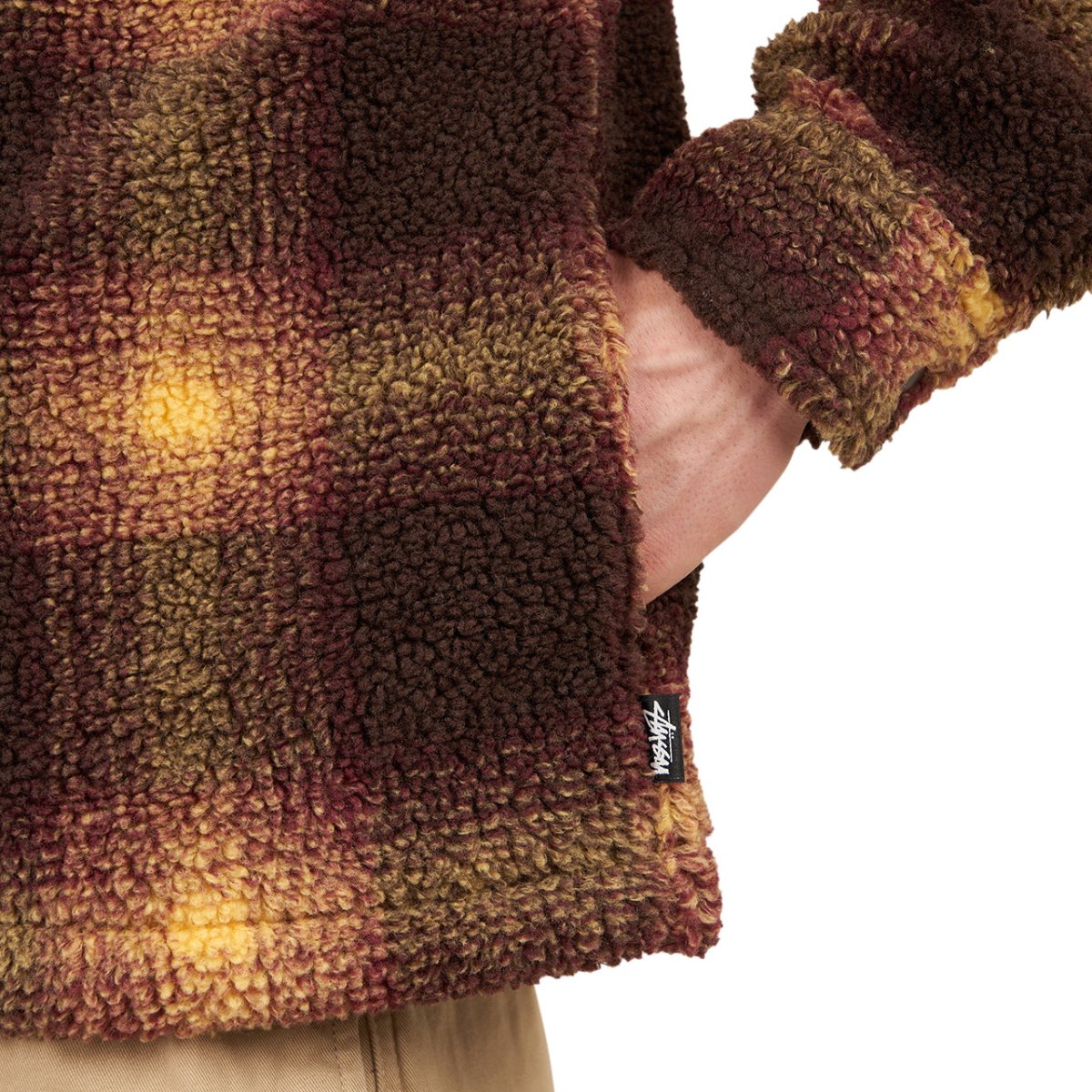 Stüssy Shadow Plaid Sherpa Zip Shirt (Braun) - Allike Store