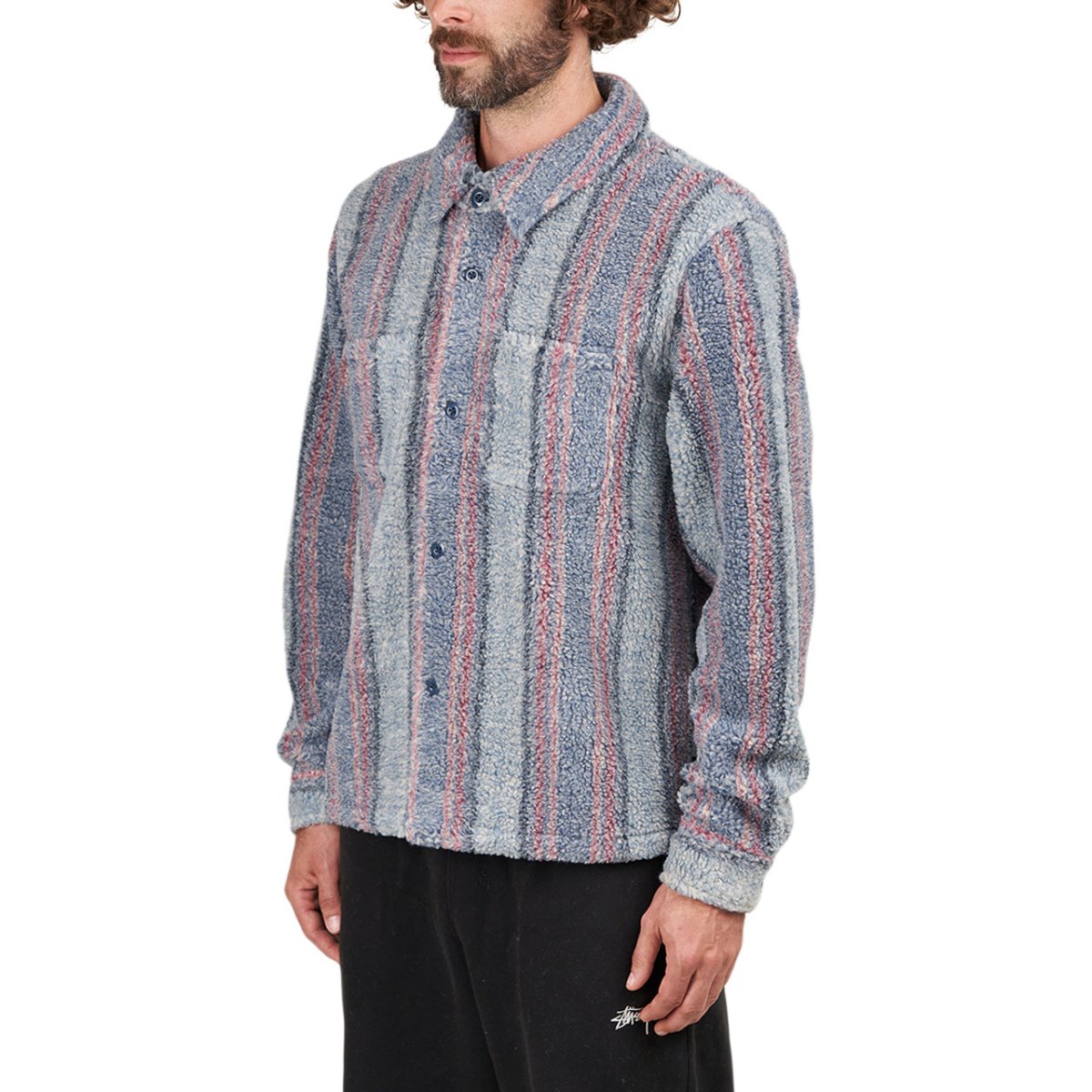 Stüssy Stripe Sherpa Shirt (Blau) - Allike Store