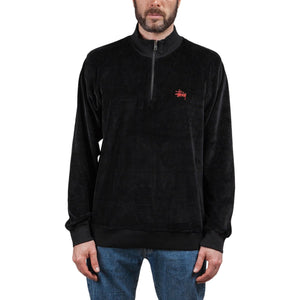 Stüssy Velours LS Zip Mock (Schwarz) - Allike Store