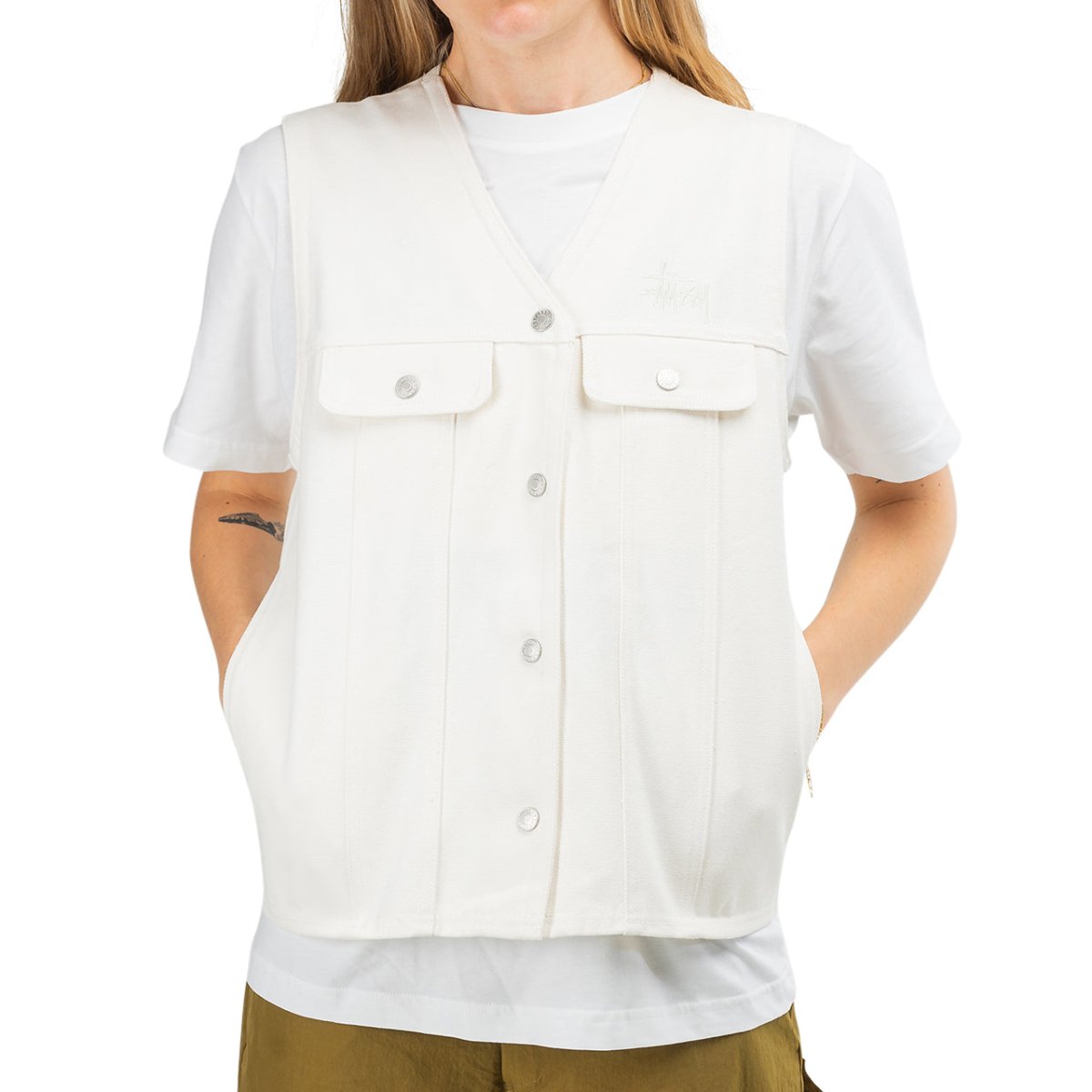 Stüssy WMNS Canvas Work Vest (Cream) - Allike Store