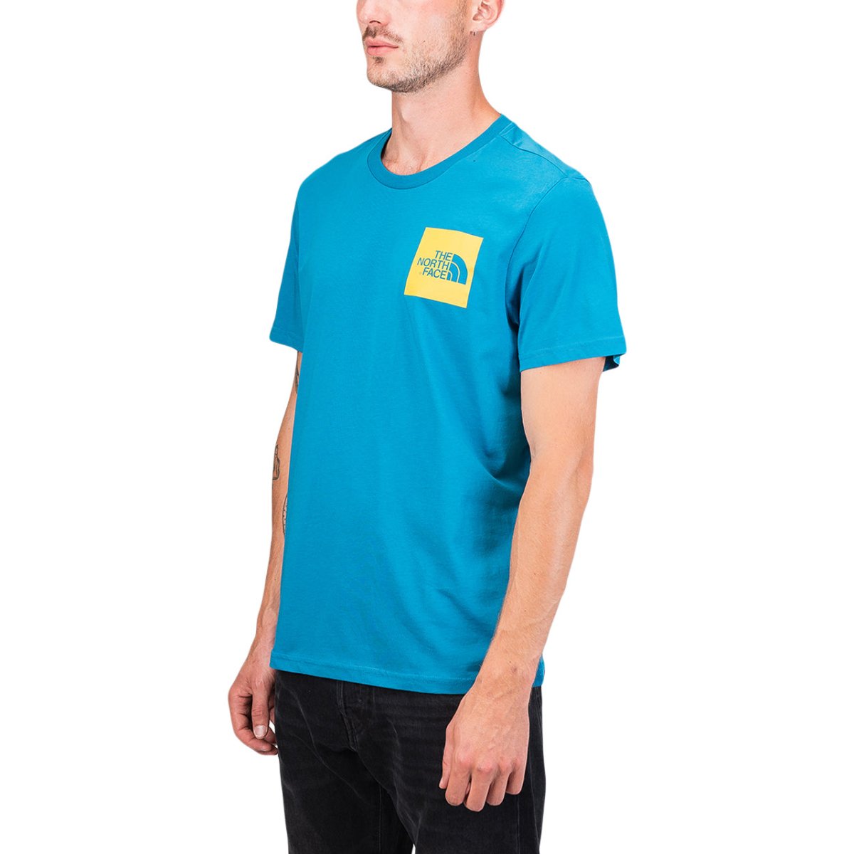 The North Face M SS Fine Tee (Blau / Gelb) - Allike Store