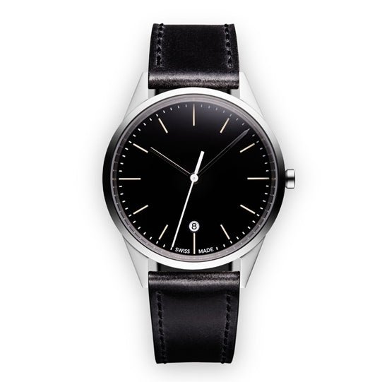 Uniform Wares Women's C36 Date Watch (Polierter Stahl / Schwarzes Nappa) - Allike Store