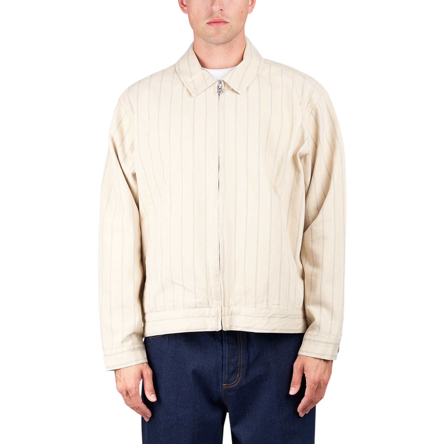 Obey Stripe Zip Jacket (Beige) - Allike Store