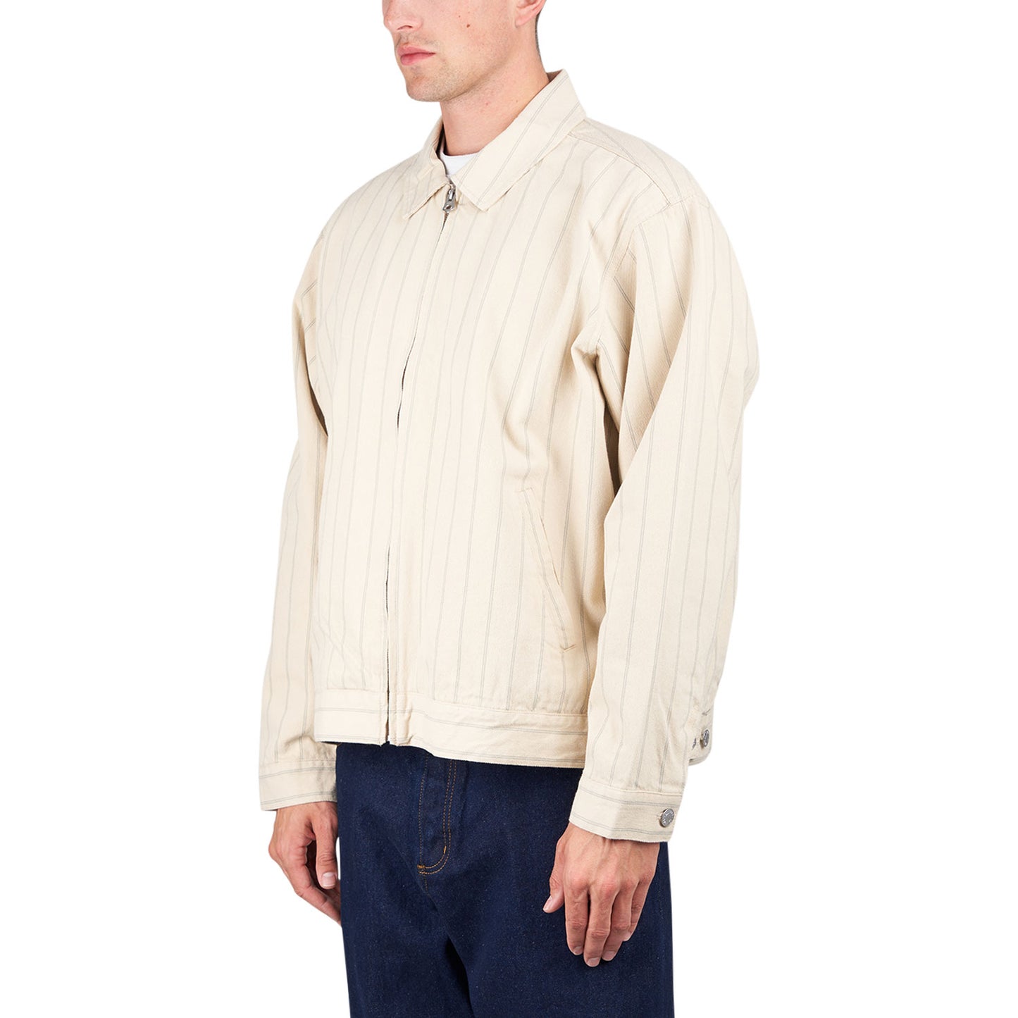 Obey Stripe Zip Jacket (Beige) - Allike Store