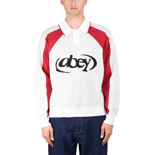 Obey Soccer Polo Sweater (Beige / Rot) - Allike Store