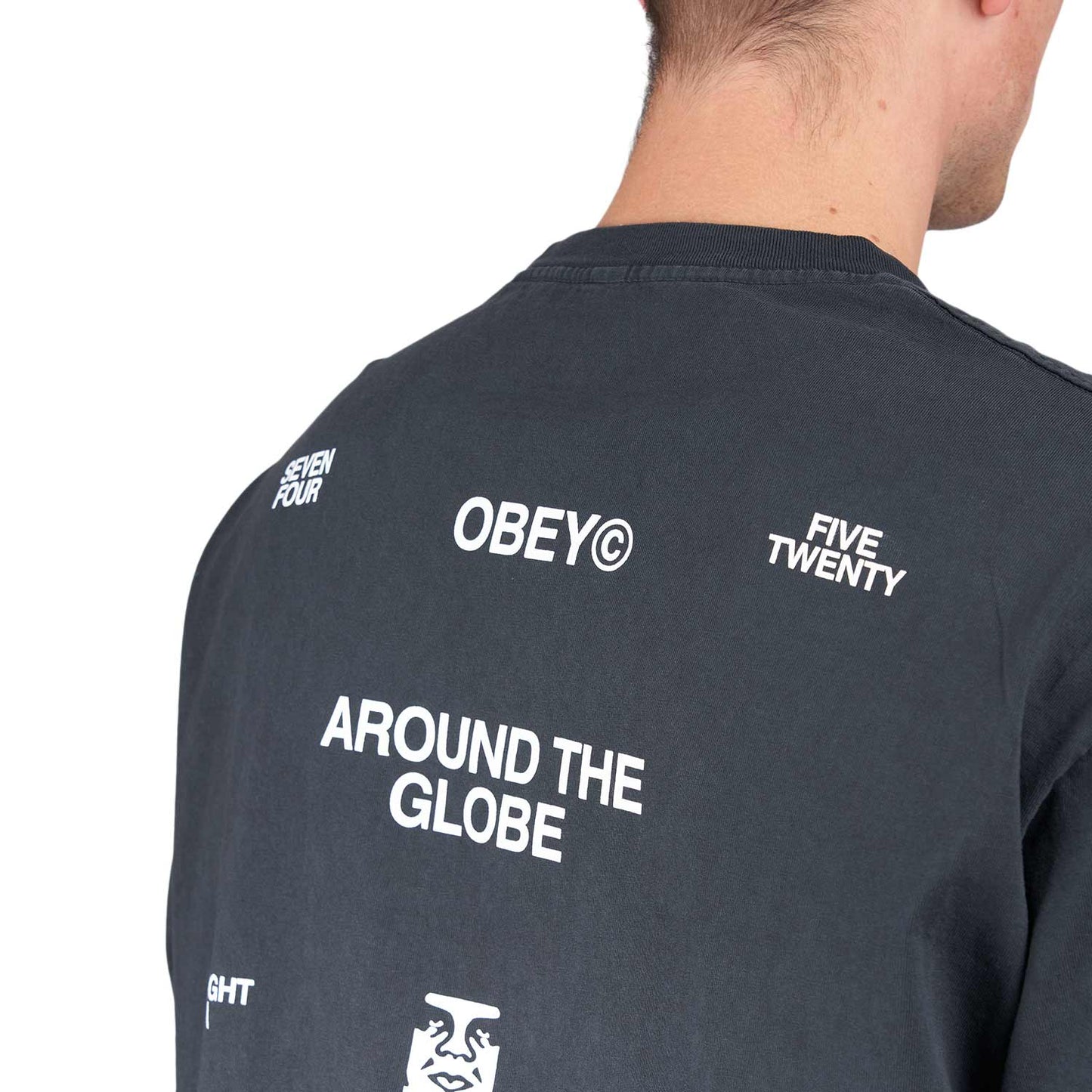 Obey Around the Globe Pigment T-Shirt (Schwarz) - Allike Store