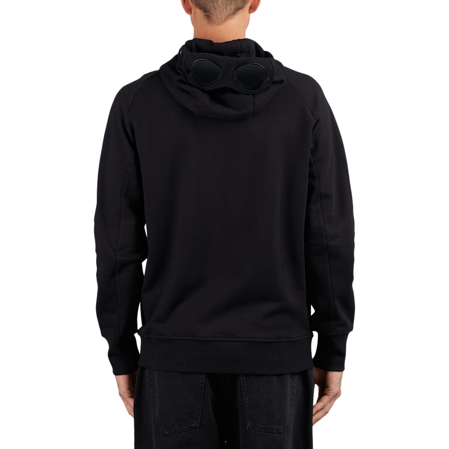 C.P. Company Diagonal Raised Fleece Goggle Zipped Hooded Sweatshirt (Schwarz)  - Allike Store