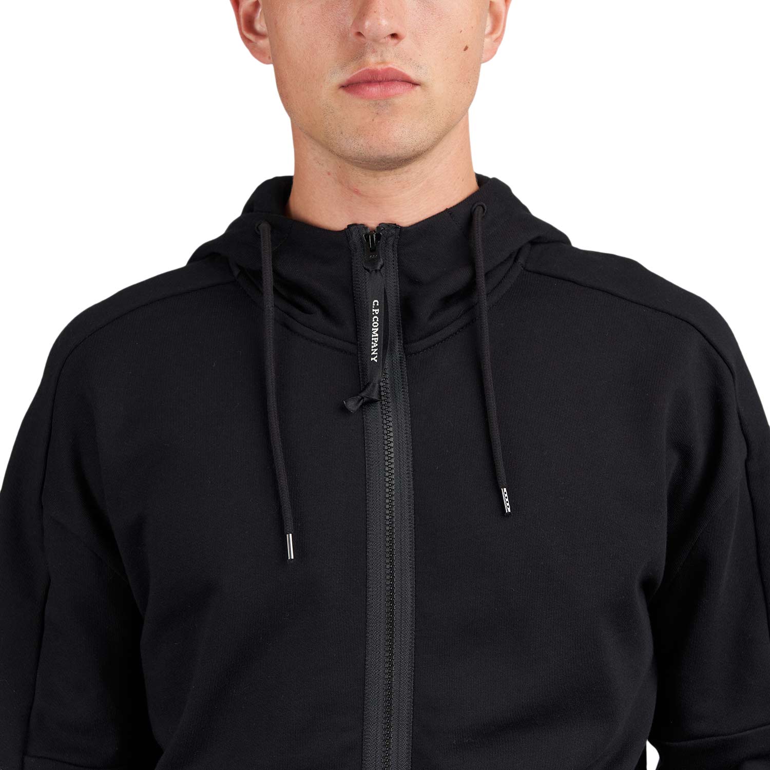 C.P. Company Diagonal Raised Fleece Goggle Zipped Hooded Sweatshirt (Schwarz)  - Allike Store