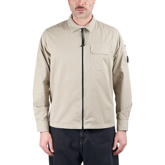 C.P. Company Organic Gabardine Full Zip Overshirt (Beige)