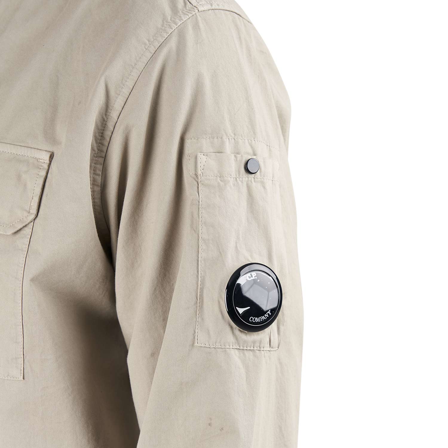 C.P. Company Organic Gabardine Full Zip Overshirt (Beige) - Allike Store