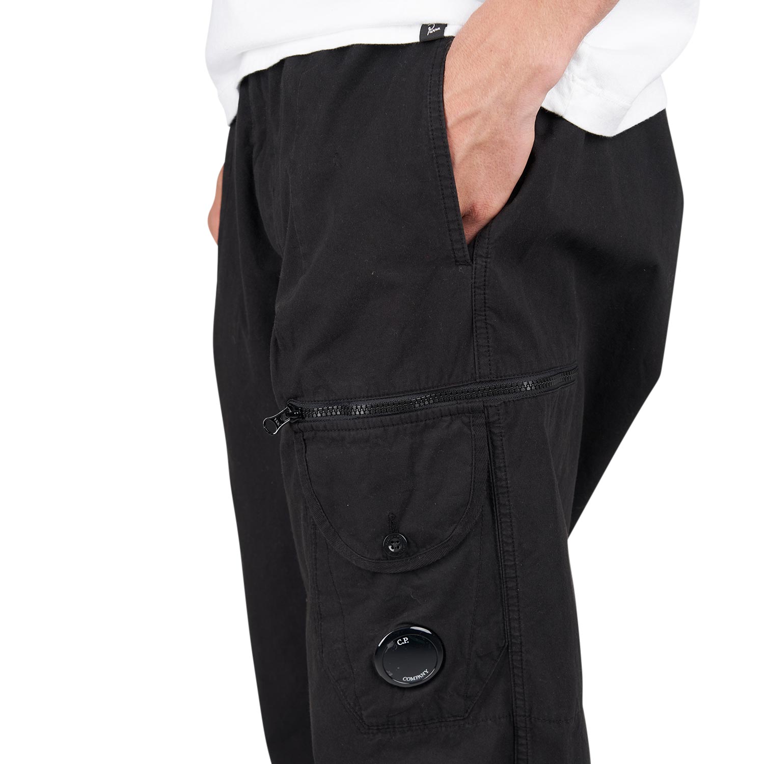 C.P. Company Microreps Boxy Cargo Lens Pants (Schwarz) - Allike Store