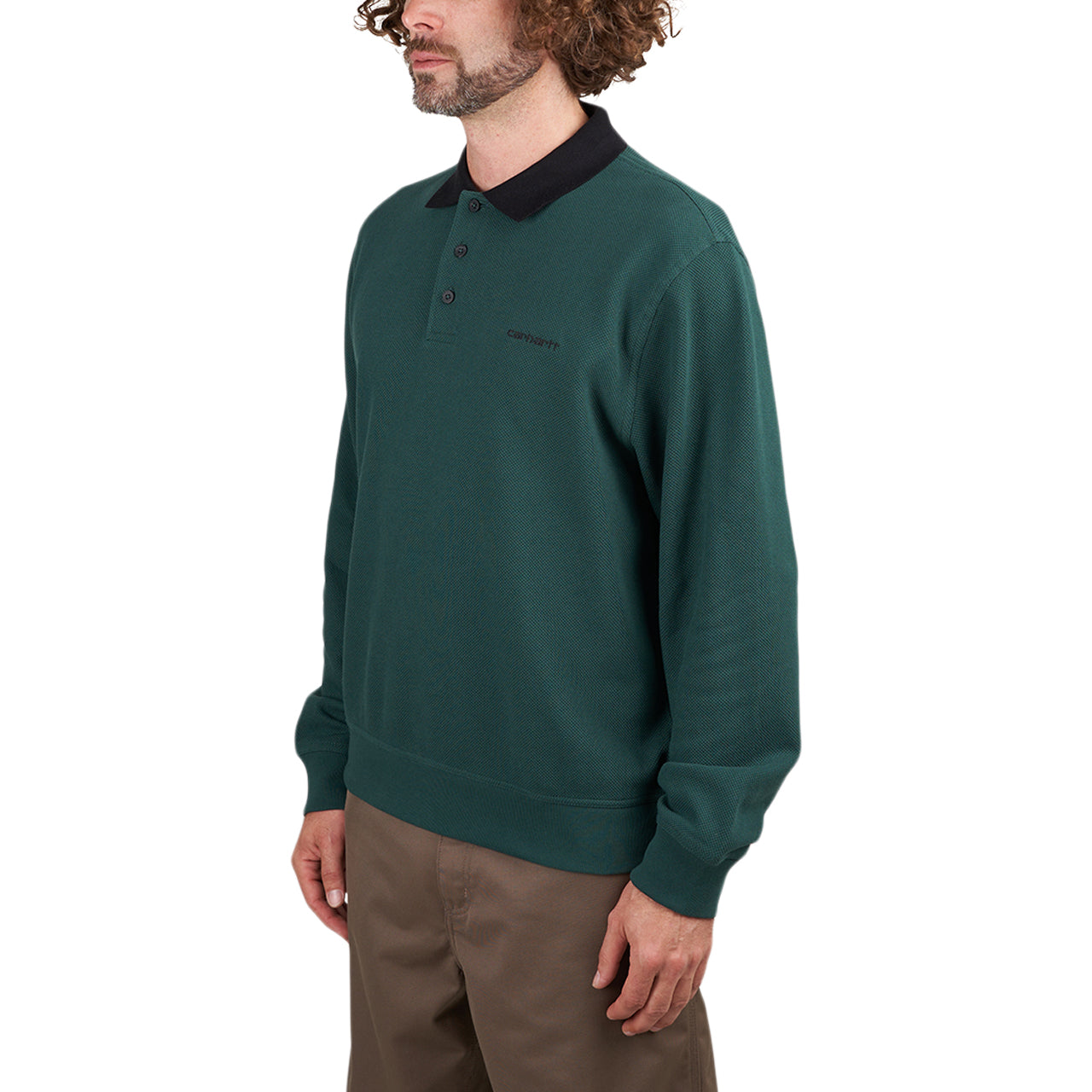 Carhartt WIP Longsleeve Vance Rugby Shirt (Green / Black) I032203