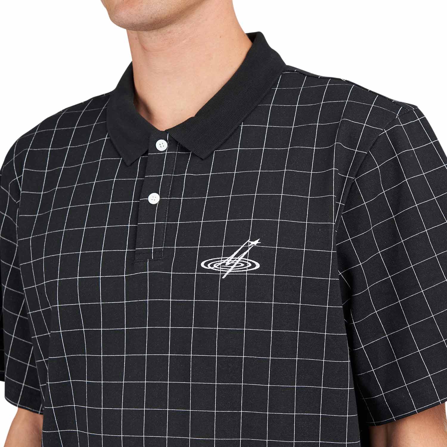 Metalwood Windowpane Polo (Schwarz)  - Allike Store