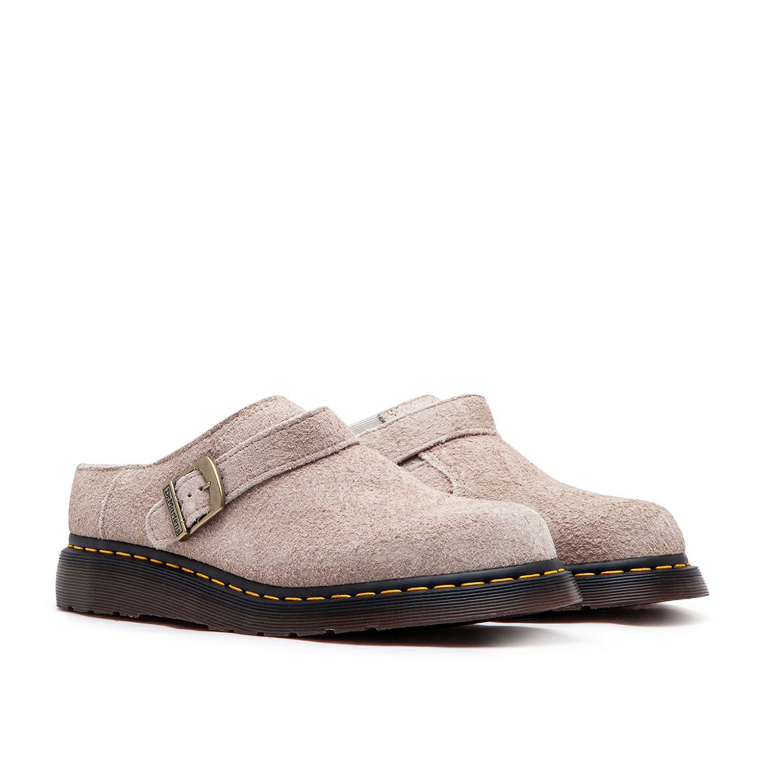 Dr. Martens Isham Faux Shearling Lined Suede Mules (Beige)  - Allike Store