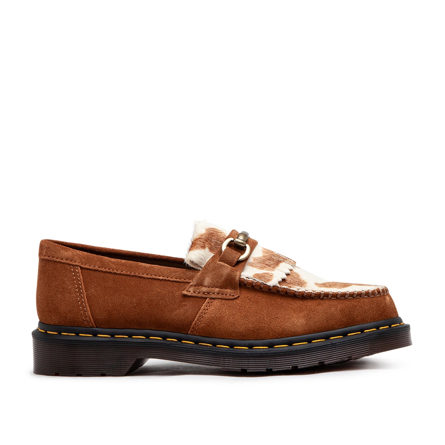 Dr. Martens Adrian Snaffle Hair-On Suede Loafer (Brown / White)