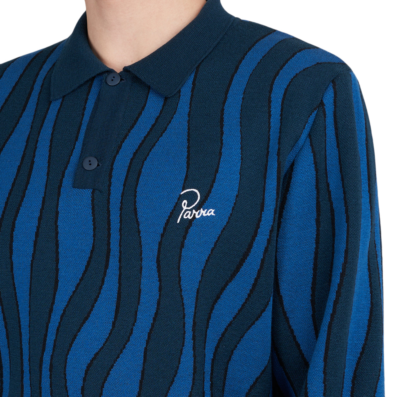 Parra Aqua Weed Waves Knitted Polo Shirt (Multi)  - Allike Store