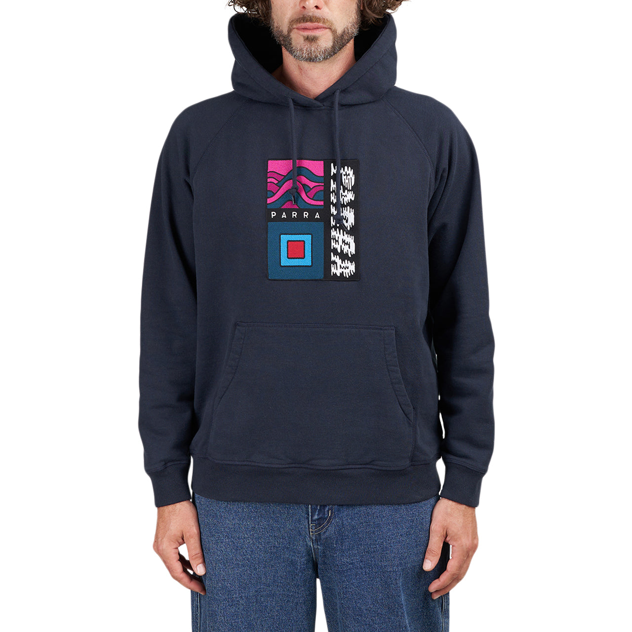 Parra Wave Block Tremors Hooded Sweatshirt (Navy)  - Allike Store