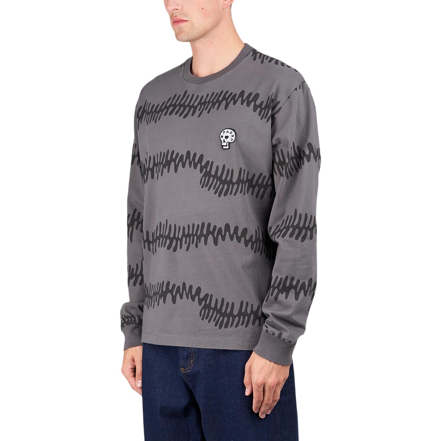 by Parra Stitched Skull Long Sleeve T-Shirt (Grau / Schwarz) - Allike Store