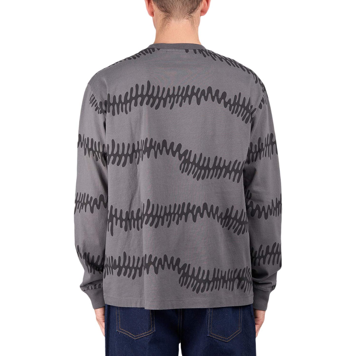 by Parra Stitched Skull Long Sleeve T-Shirt (Grau / Schwarz) - Allike Store