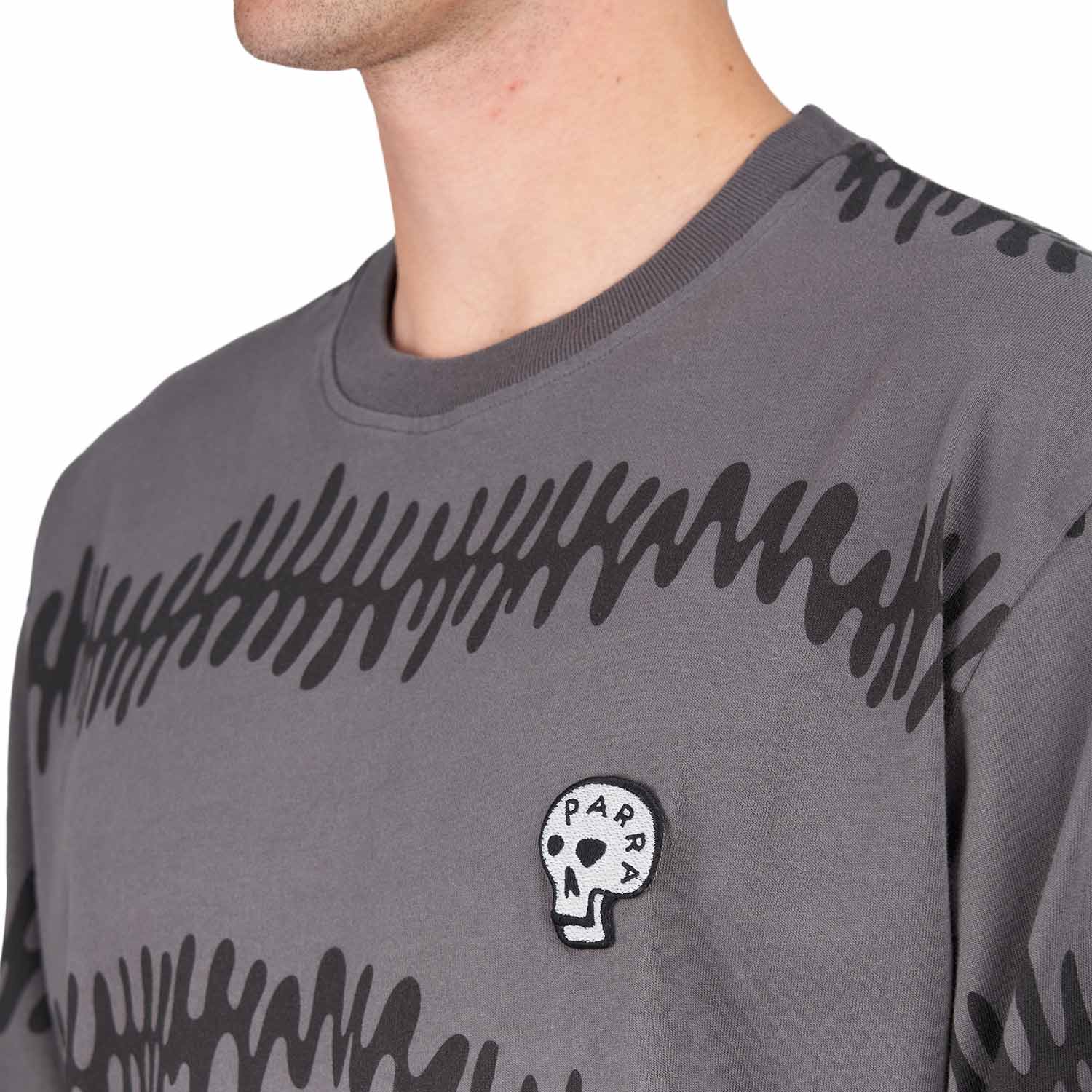 by Parra Stitched Skull Long Sleeve T-Shirt (Grau / Schwarz) - Allike Store