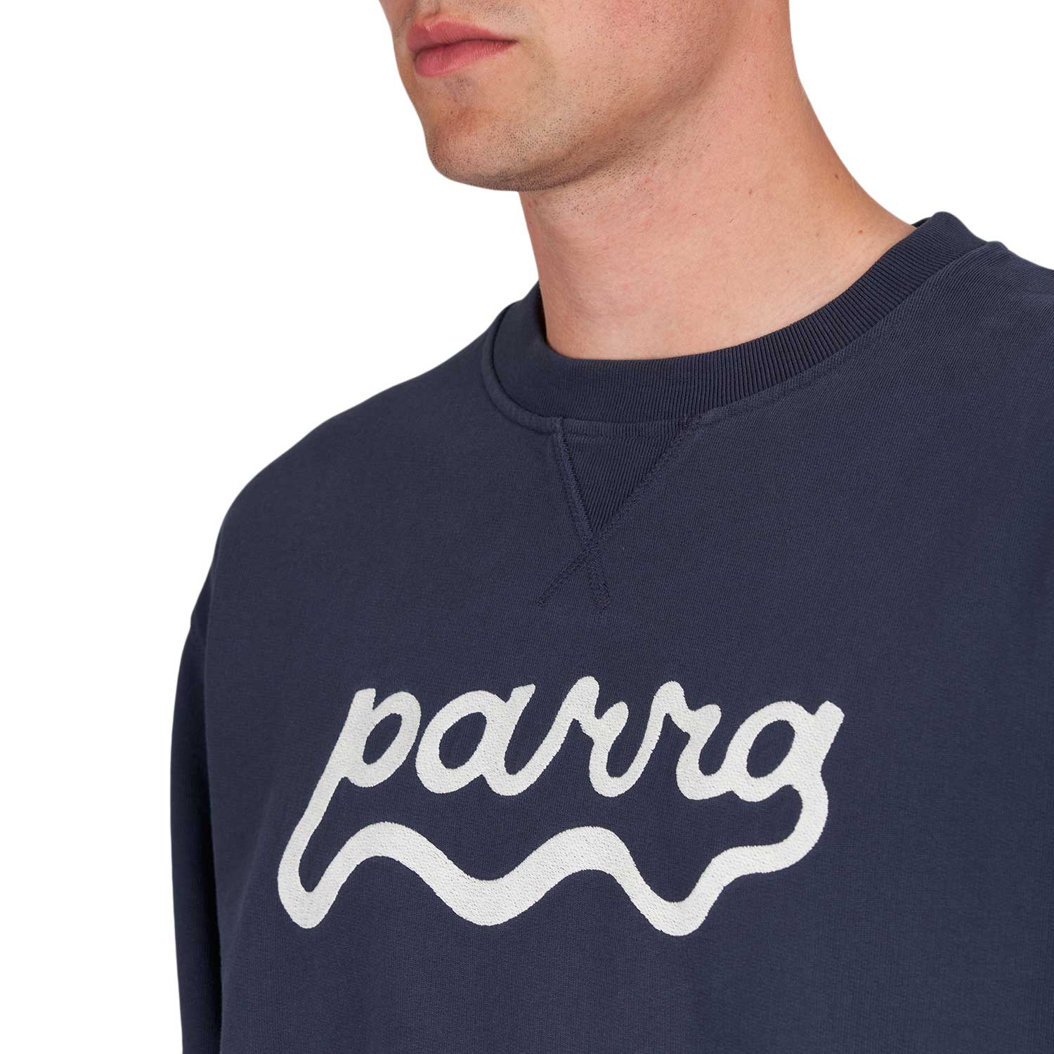 by Parra Water Wave Logo Crew Neck Sweatshirt (Navy) - Allike Store