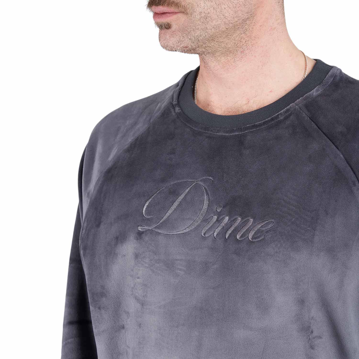 Dime Cursive Velvet Crewneck (Grau) - Allike Store