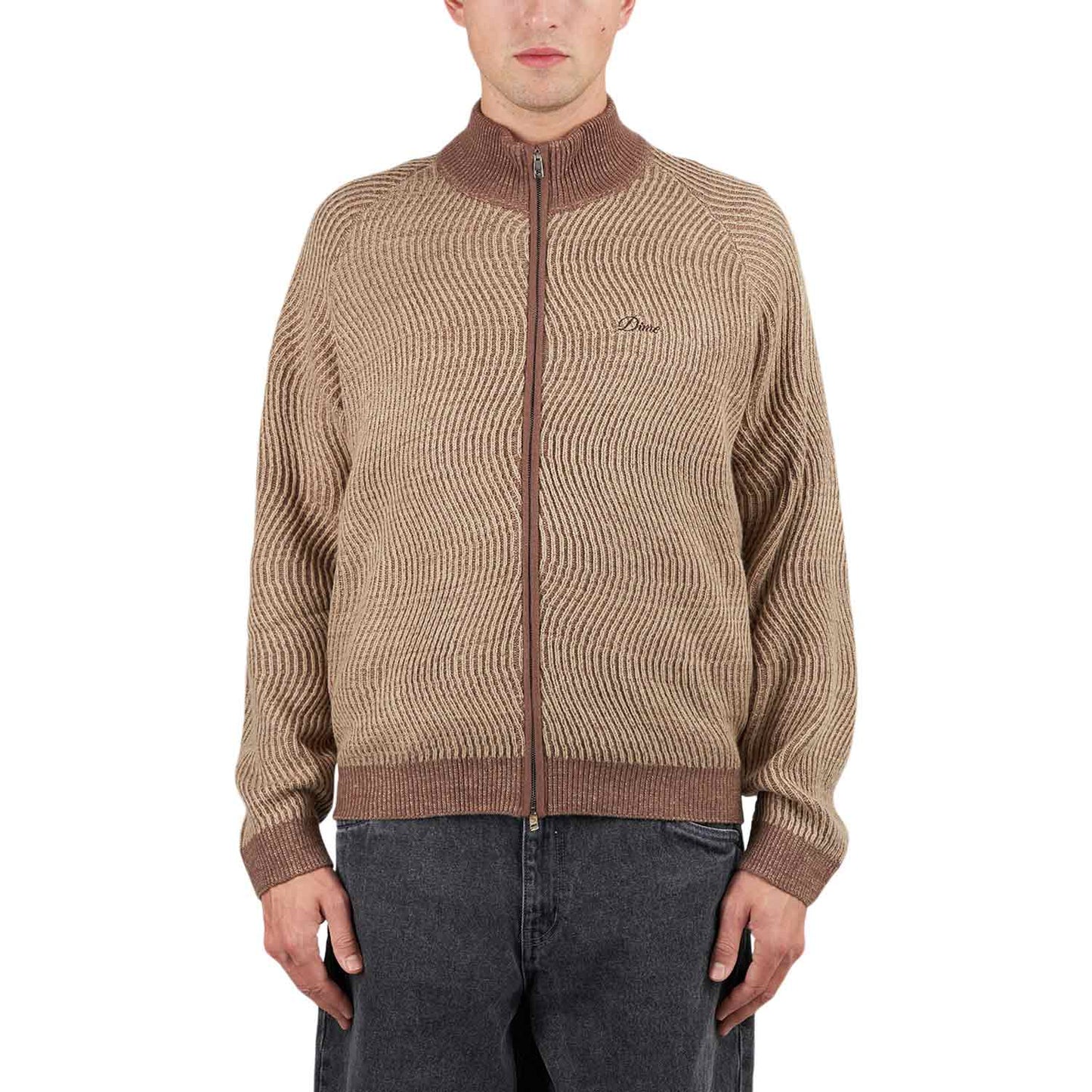 Dime Double Zipper Knit (Beige / Braun) - Allike Store