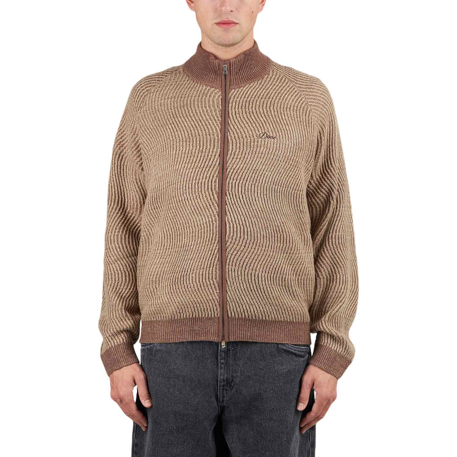 Dime Double Zipper Knit (Beige / Braun) - Allike Store