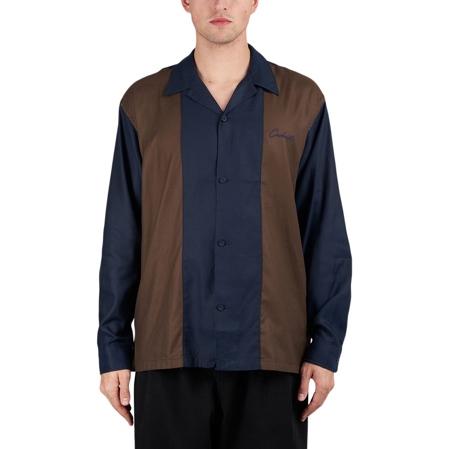 Carhartt WIP L/S Delaney Shirt (Braun / Blau) - Allike Store